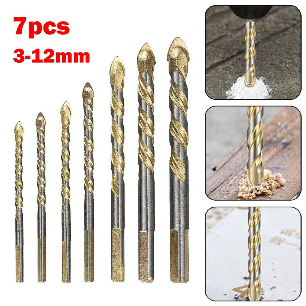 5 Pieces Cross Spear Head Drill Bit Set 6-12mm Carbide tip Brick Block ...