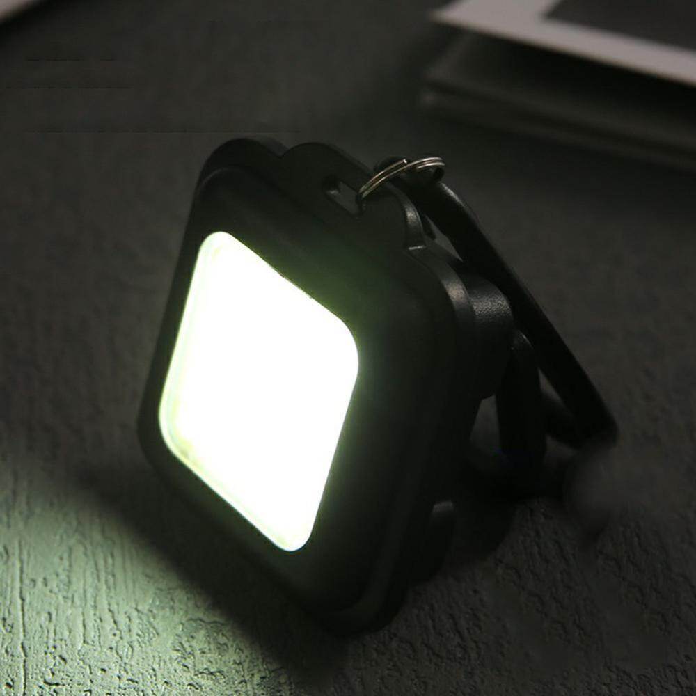 Portable COB LED Flashlight USB Rechargeable Keychain Camping Emergency Light