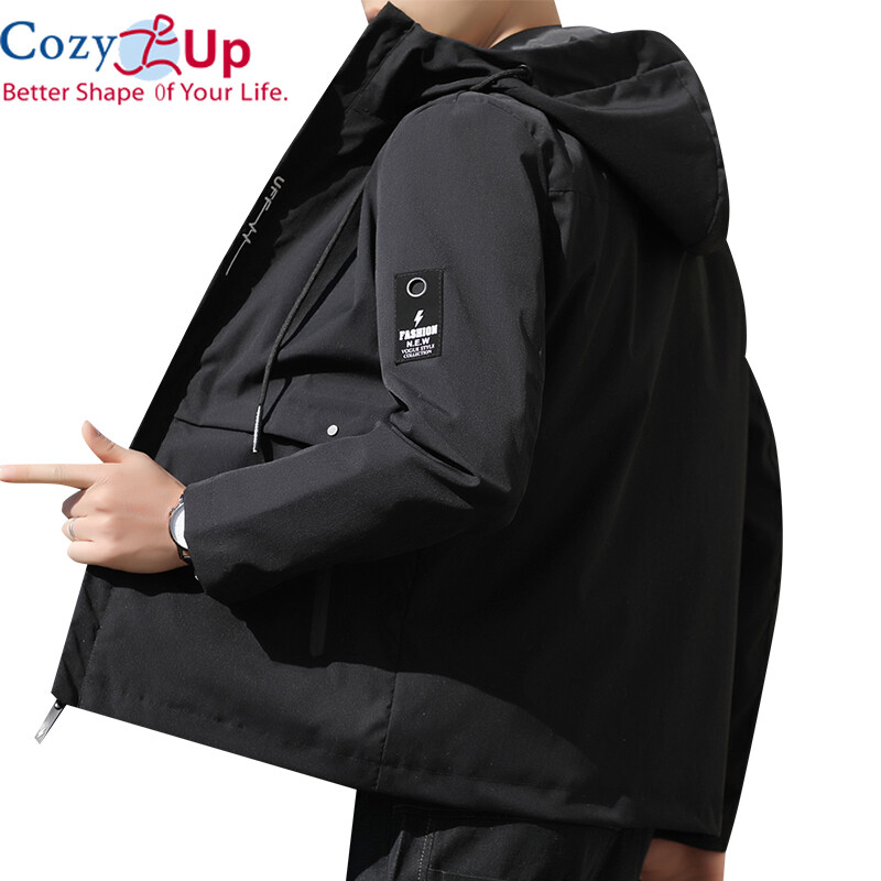 Cozy Up Hooded Bomber Jackets Men Long-sleeved Casual Solid Color Zipper Placket