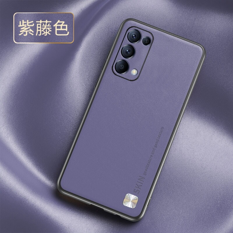 For oppo reno5 case plain skin leather cover for oppo reno 5 soft bumper shockproof coque