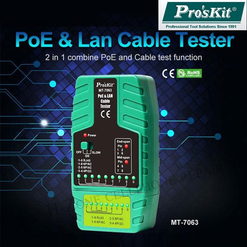 Pro'sKit Network 2 in 1 POE Cable Tester MT7063 Multifunction Network