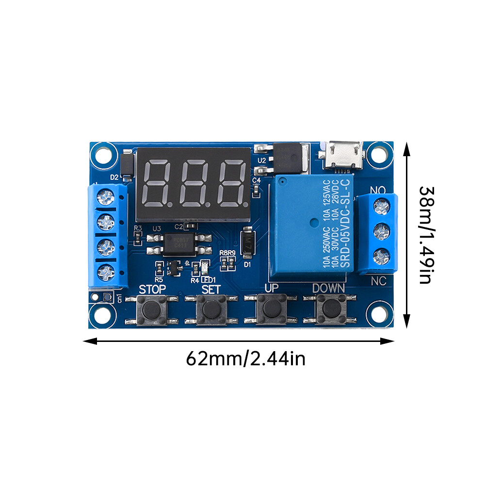 PANTHON Micro USB/Type-C 5V Timer Relay Time Delay Relay DC 6-30V Delay Controller Board Trigger Delay Switching Relay Module with LCD Display