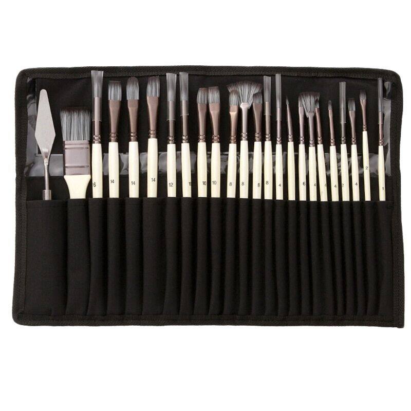 24pcs Multifunction Nylon Hair Wooden Handle Watercolor Paint Brush set Scrubbing Scraper Acrylic oil Painting Brushes Art Supplies