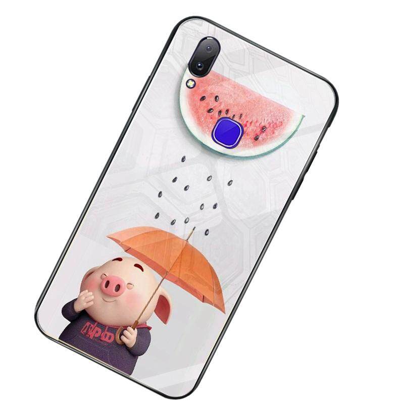 Babi Desain-8 Lembut Sisi Kembali Kaca Antigores Casing Ponsel Cover untuk VIVO V11i/Z3i/Z3