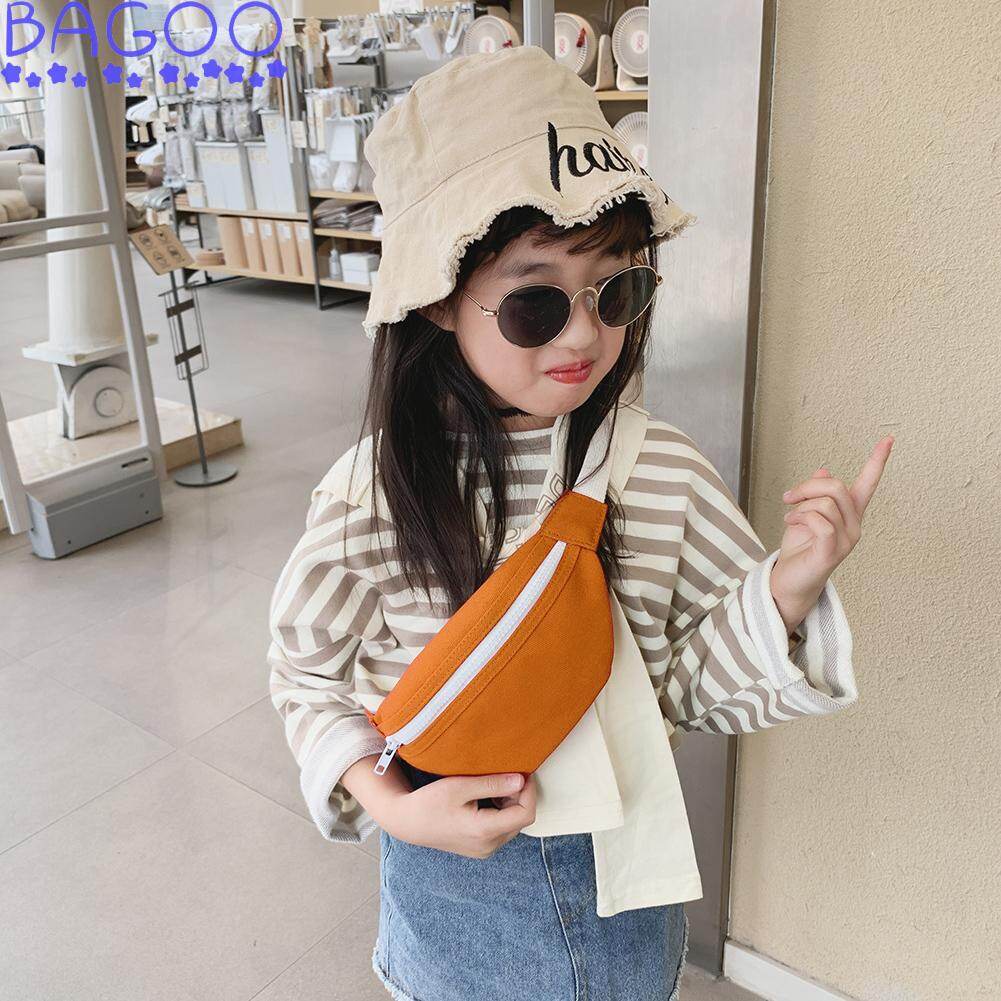BAGOO Kids Casual Canvas Fanny Waist Bag Girl Chest Bum Belt Pack Crossbody Pouch