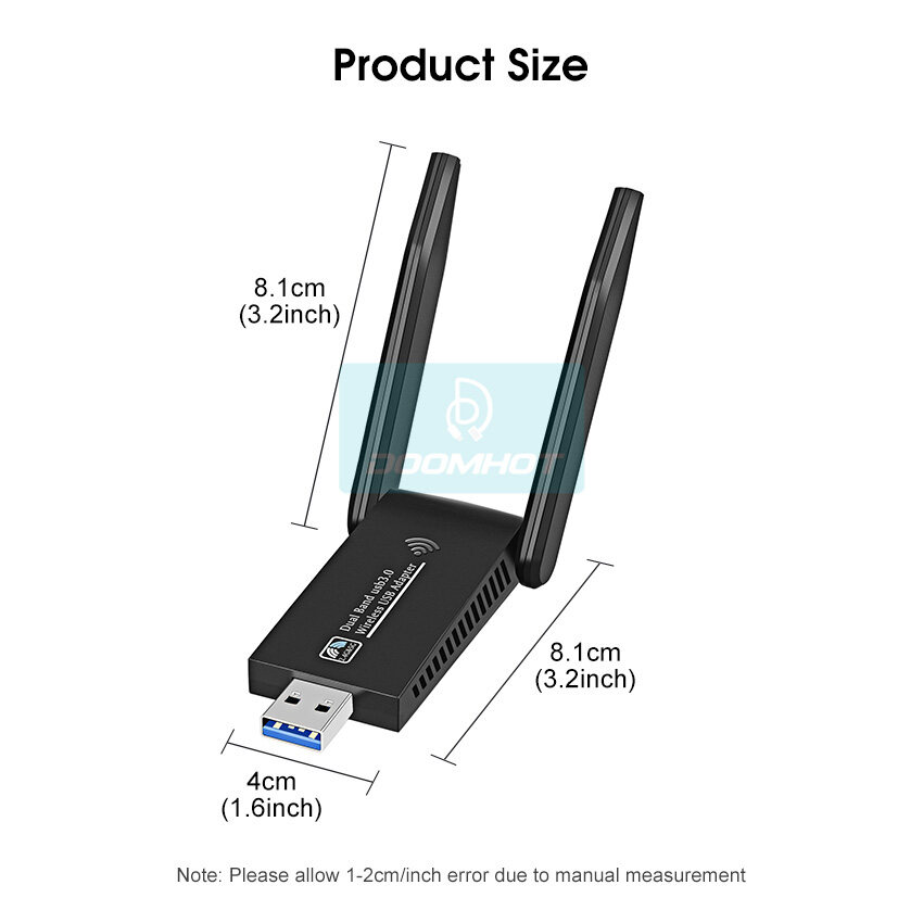 Doomhot usb wifi adapter 1300mbps dual band 2 45 8 ghz wireless network