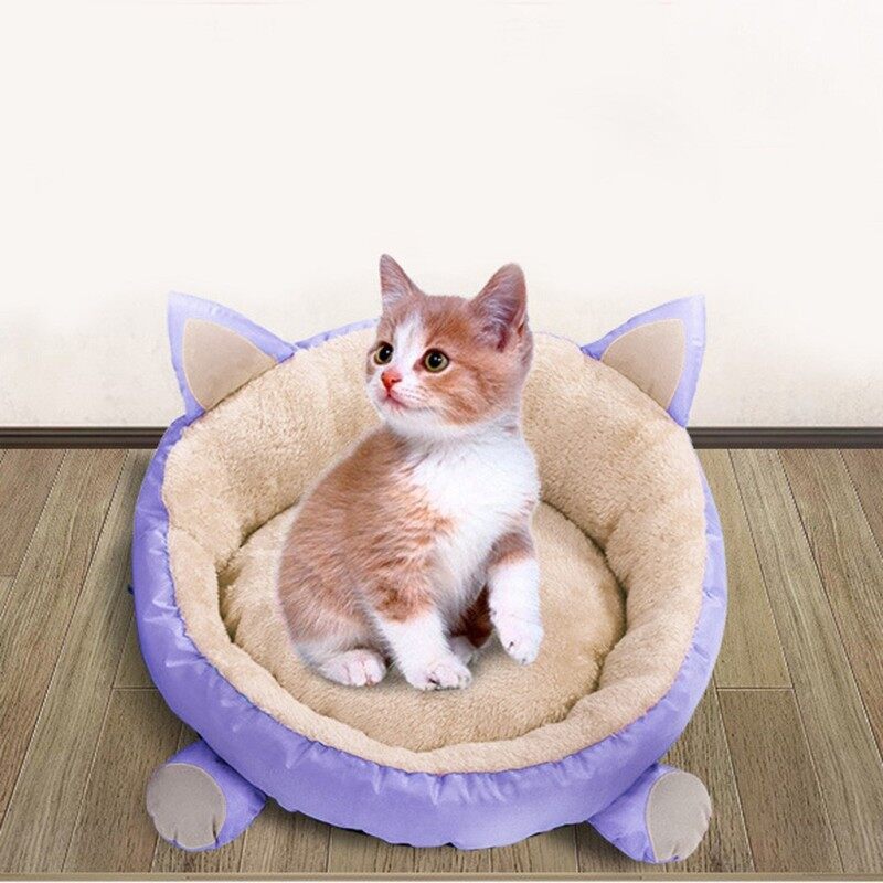 (Sẵn Sàng) Xu Hướng Mới Nhất Pet Cat Dog Mùa Đông Đệm Giường Tròn Thảm Ấm Làm Tổ Tai Hình Dạng Nhà Giường COD