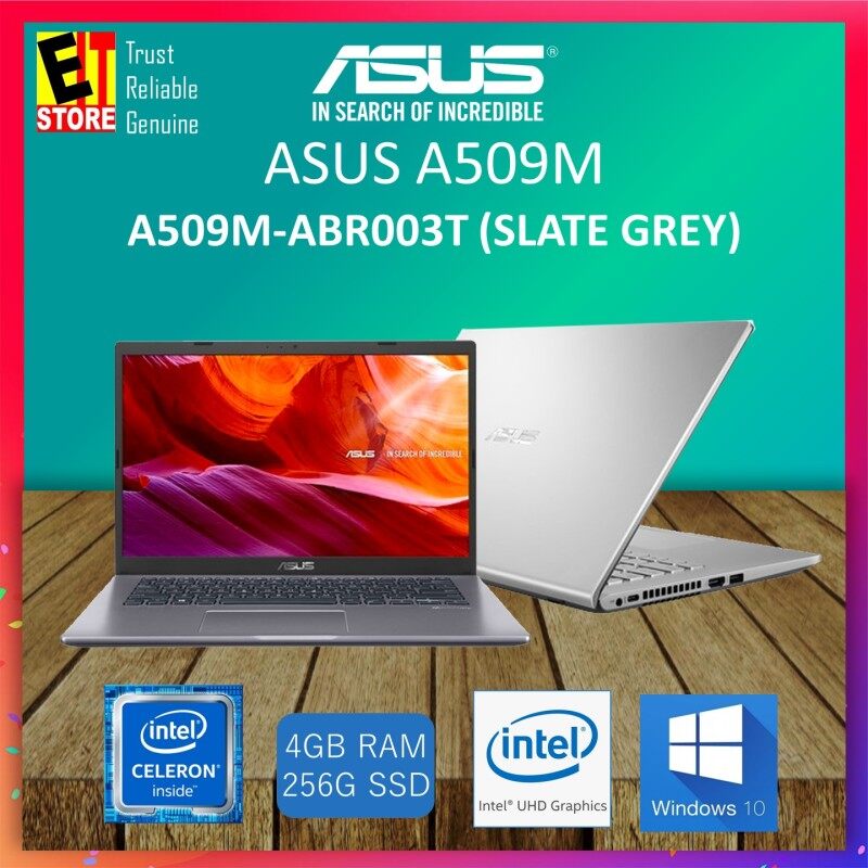 ASUS A509M-ABR102T SLATE GREY / A509M-ABR002T TRANSPARENT SILVER (INTEL CELERON N4000 /4GB /256GB SSD /15.6 HD /UHD GRAPHIC 520 /W10/2YRS) +BACKPACK Malaysia