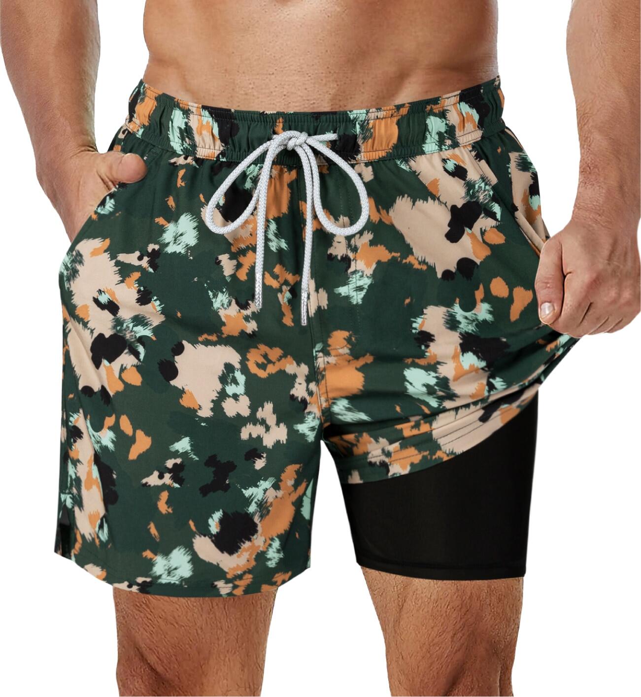SURFCUZ Mens Swimming Trunks with Compression Liner Stretch Mens
