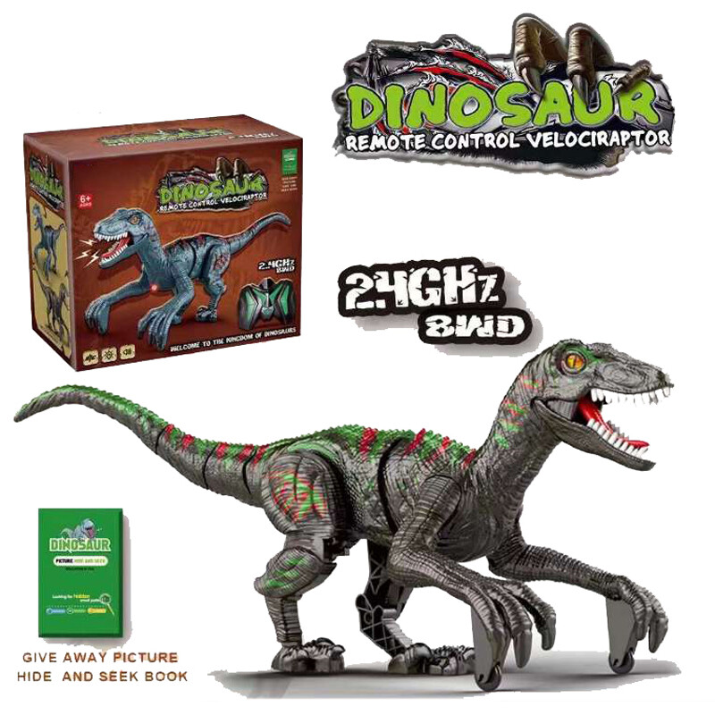 TOYSMARS 2.4G Remote Control Dinosaur Toy Kids 8CH Jurassic Velociraptor Toys Imitates Walking Sounds for Boys Girls 3y+ Christmas Gift