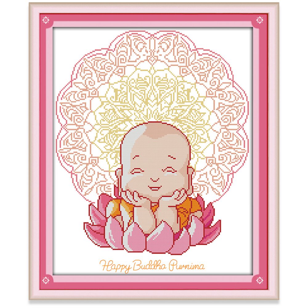 Cross Stitch Set Kit with Monk Buddhism Pattern Unprinted/Printed Counted/Stamped Fabric 14/11CT