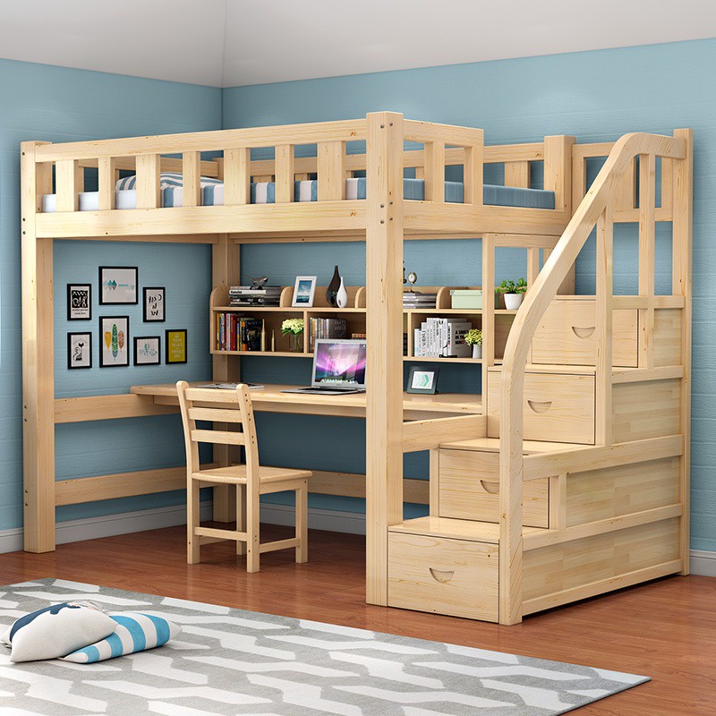 Double deck bed on sale with study table