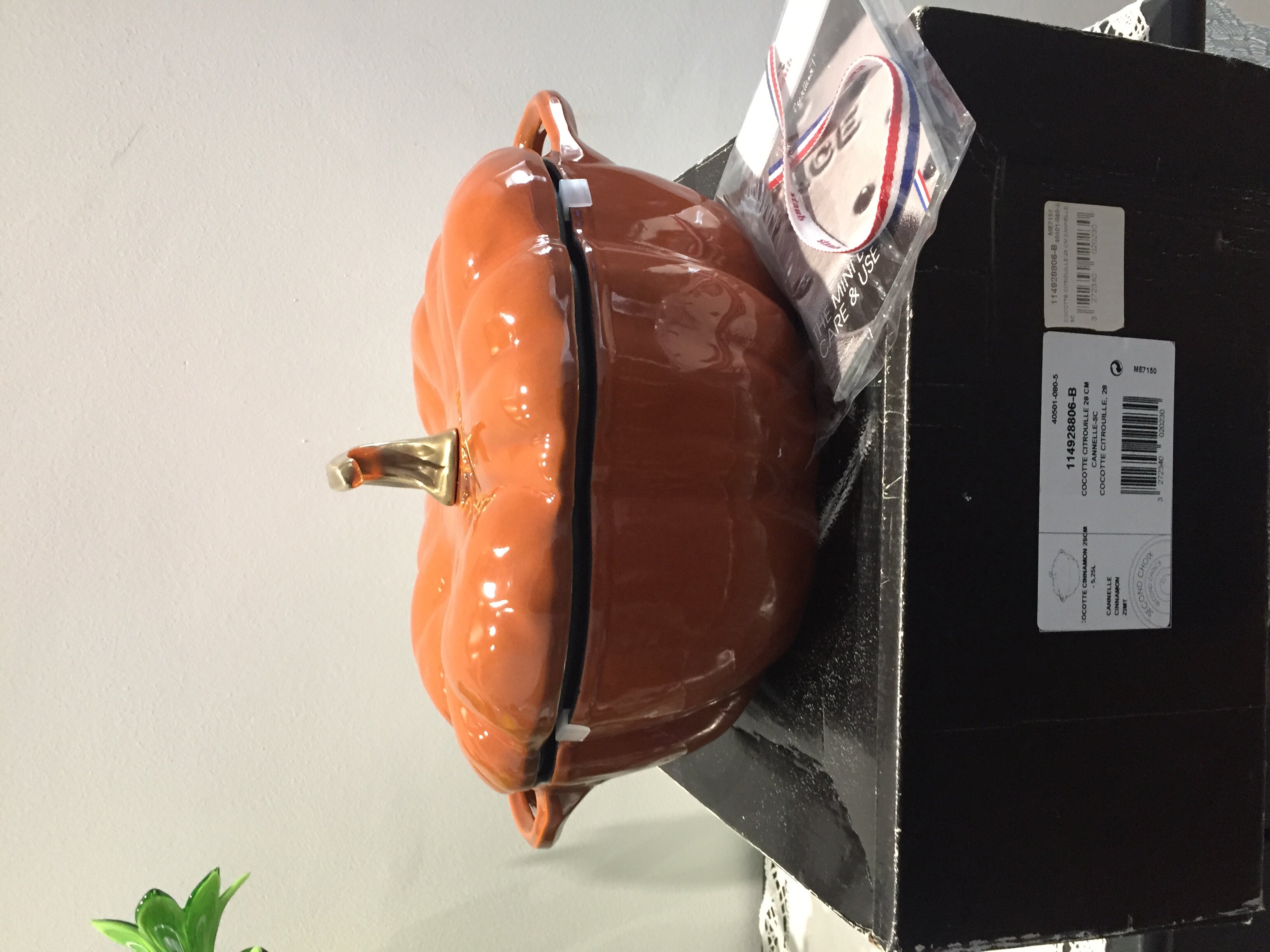 Authentic and Original NEW Limited Edition Staub 28cm Pumpkin Cocotte in Cinnamon / Burnt Orange