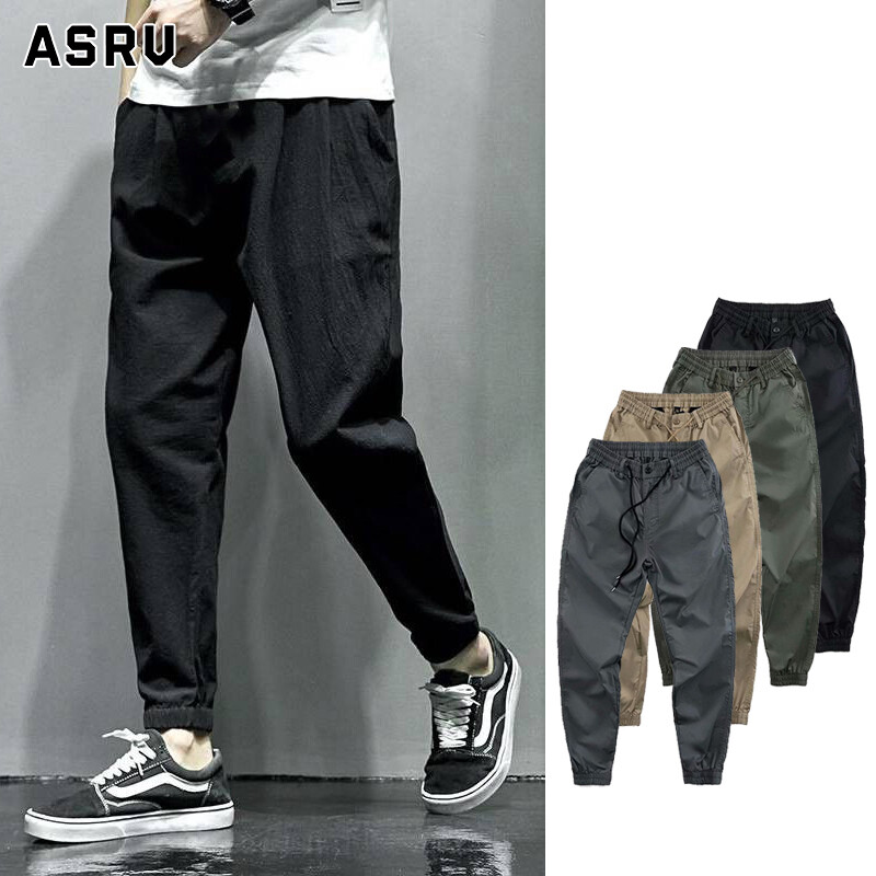 ASRV Men's light and micro stretch drawstring pants breathable elastic waist casual sports pants long pants