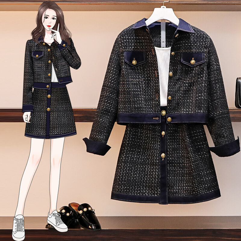 plus size denim skirt and jacket set