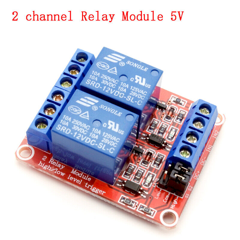 5V high and low level trigger relay control 2-way relay module, with optocoupler 2-way relay