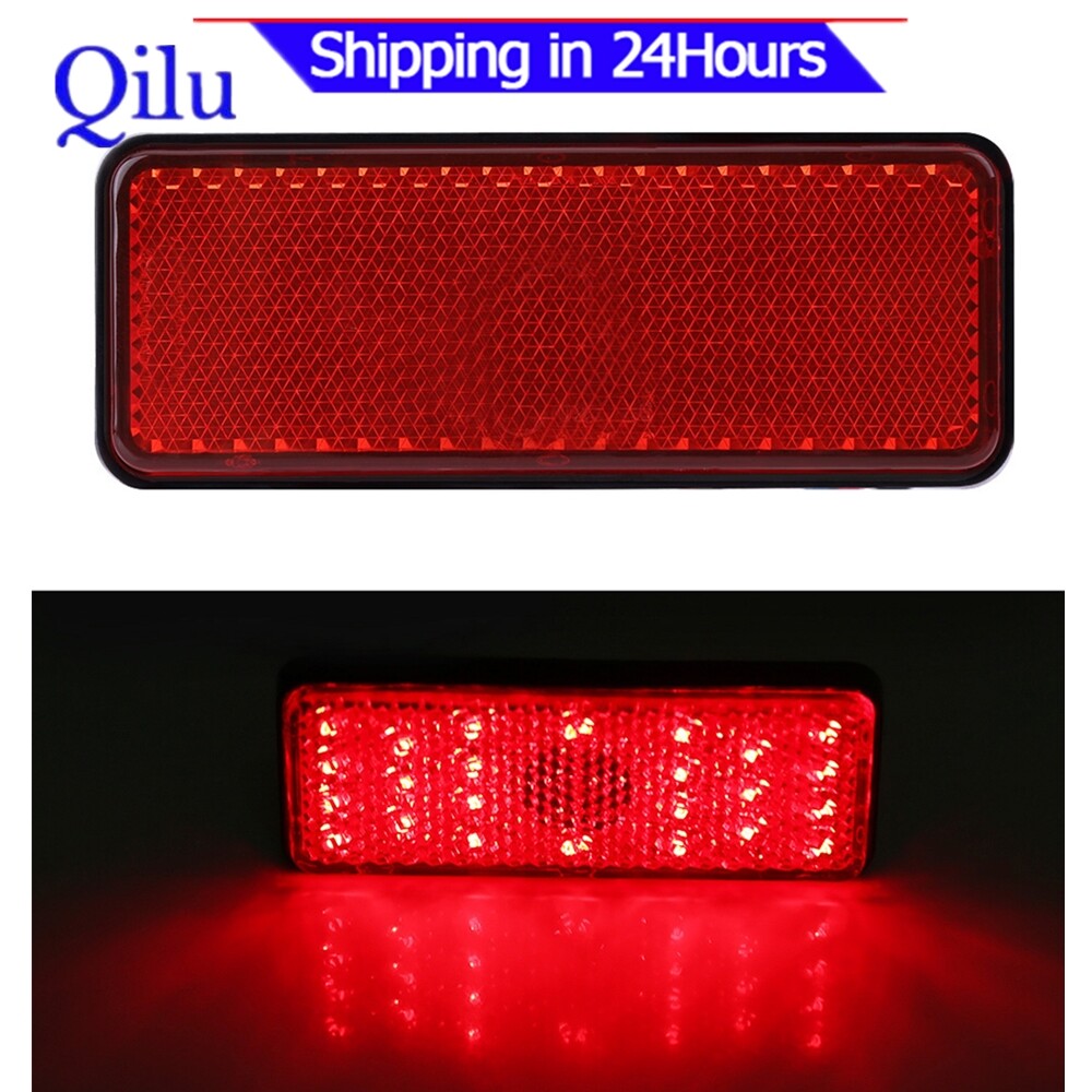 Universal Motorcycle Scooter Moped Rectangle LED Reflector Tail Brake Light Stop Lamp Red