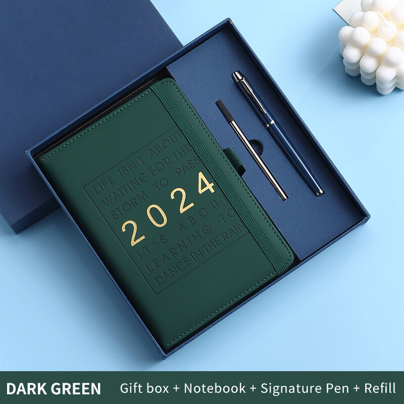 2024 Agenda Planner Diary Monthly side index A5 Daily Plan Notebook gift box set English Version Schedules Notepad Office School Supplies