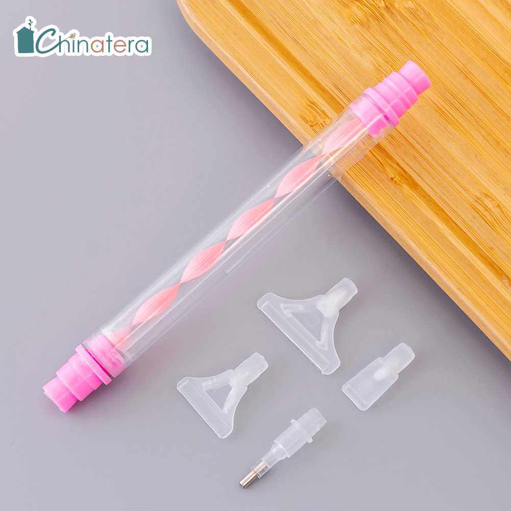 Chinatera 5pcs Diamond Painting Pen Point Drill Pen with Replacement Pen Heads DIY Diamond Painting Tool Accessories