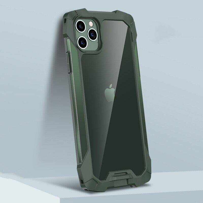 Shockproof case for iphone 11 12 pro max xs x xr 7 8 plus soft silicone transparent metal frame back phone cover luxury