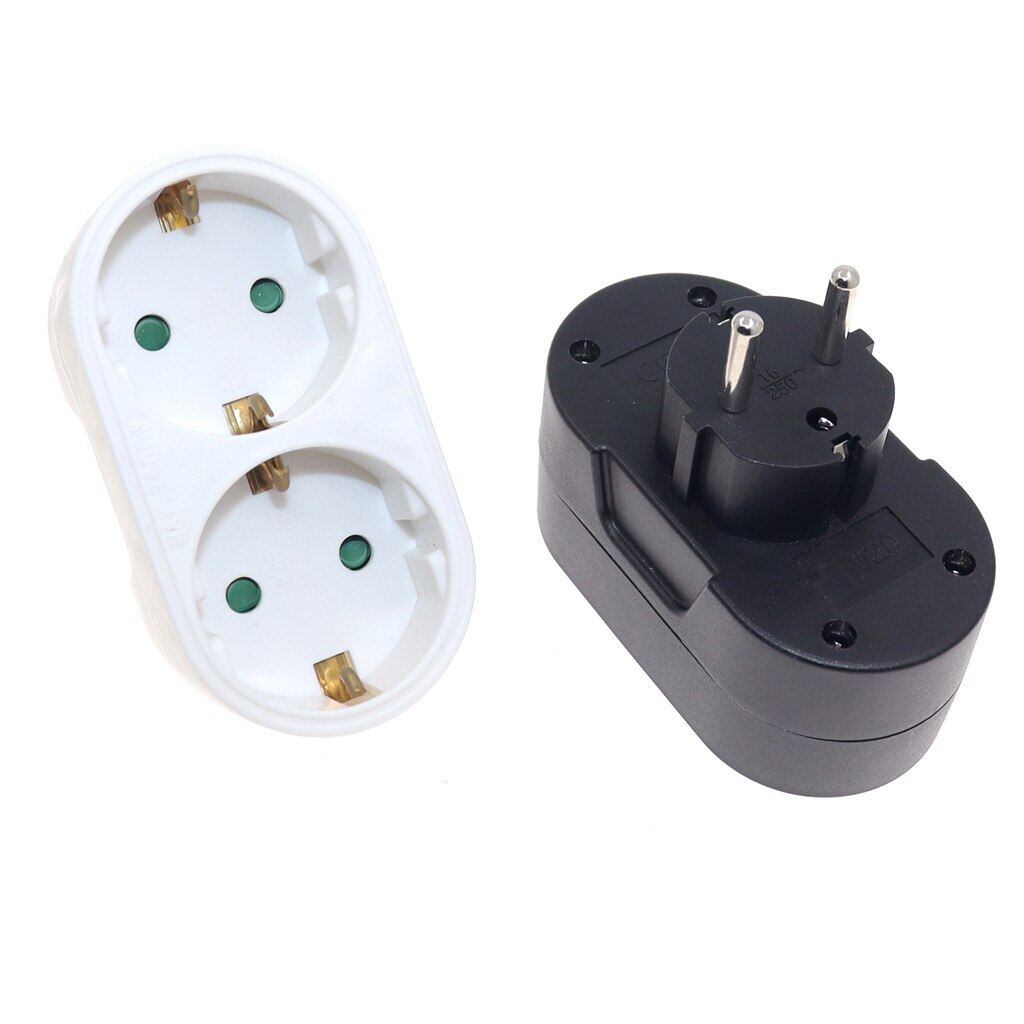 New 2 Socket Multiple Plug Power Strip Socket Distribution Adapter 16A/250V German Standard Power Supply Plug Adapter