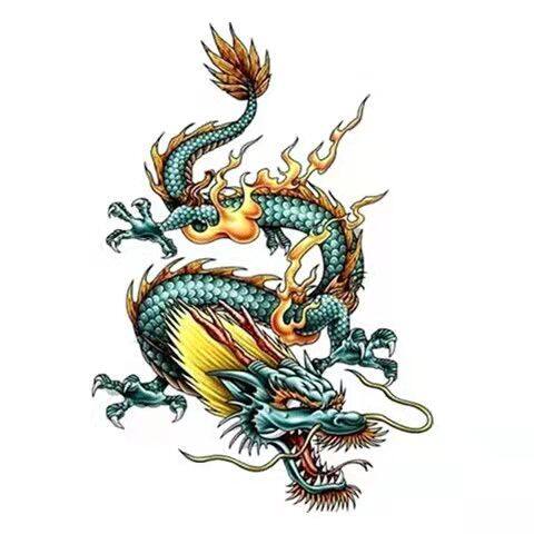 Tattoo stickers blue dragon waterproof and sweat proof men and women half arm calf