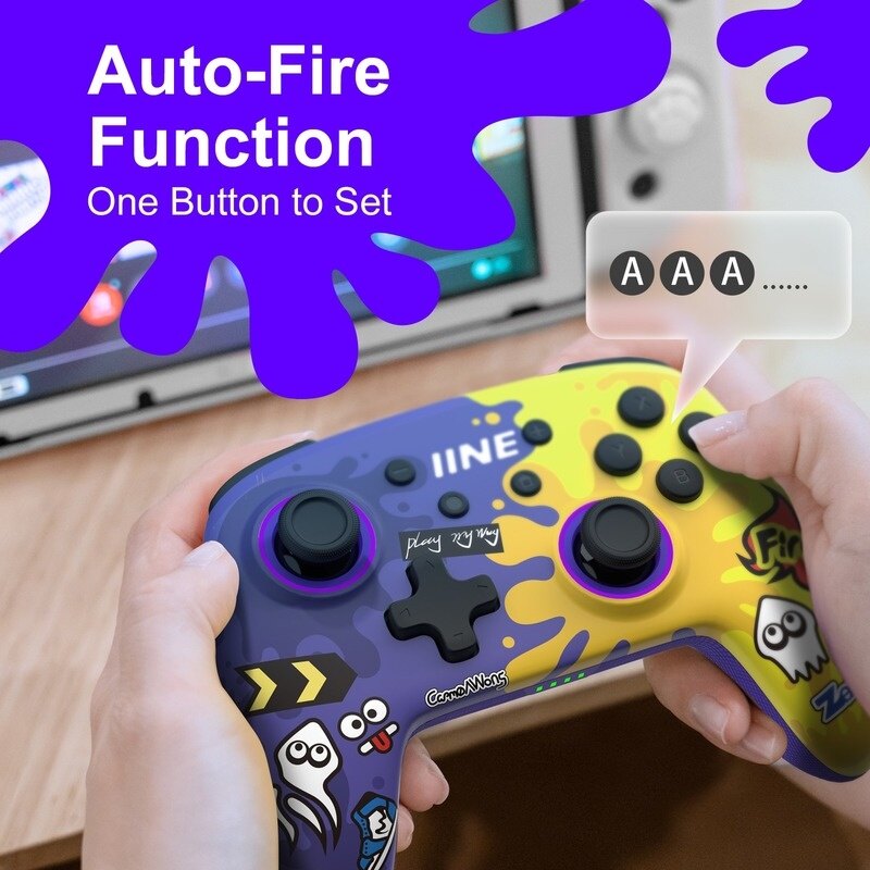 Bộ Điều Khiển Không Dây IINE Splatoon Độc Quyền Hỗ Trợ Đánh Thức Hỗ Trợ NFC Amiibo Tương Thích Nintendo Switch/Switch Lite/Switch OLED