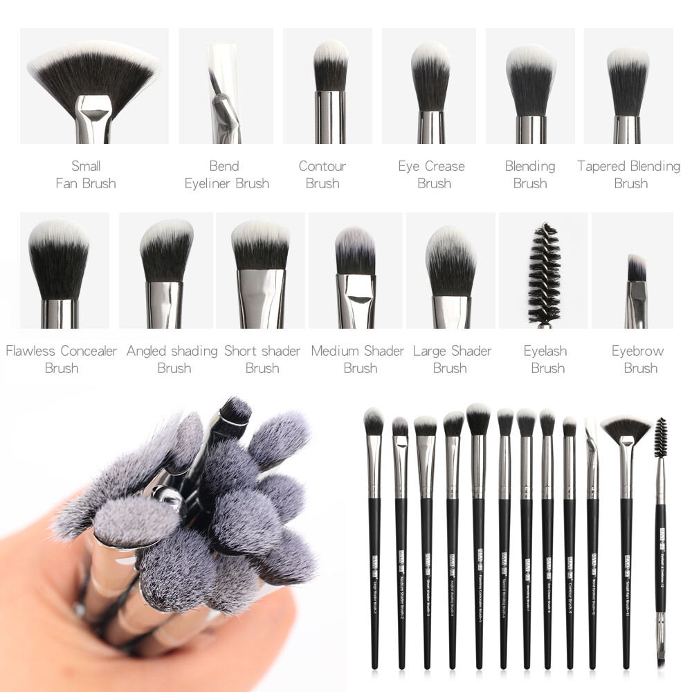 12PCS Makeup Brushes Set Eye Shadow Blending Eyeliner Eyelash Eyebrow Blush Make Up Brush Tools