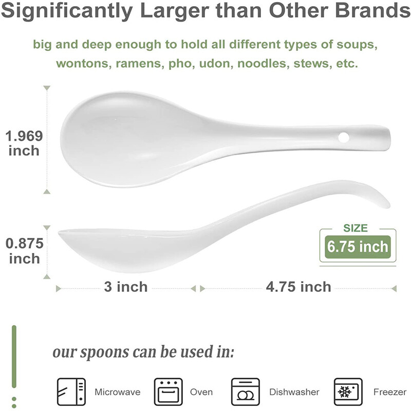 DAFIFY 1 Pcs Ceramic Chinese Soup Spoon Asian Soup Spoons White Japanese Spoon for Ramen Pho Wonton Dumpling Miso Set