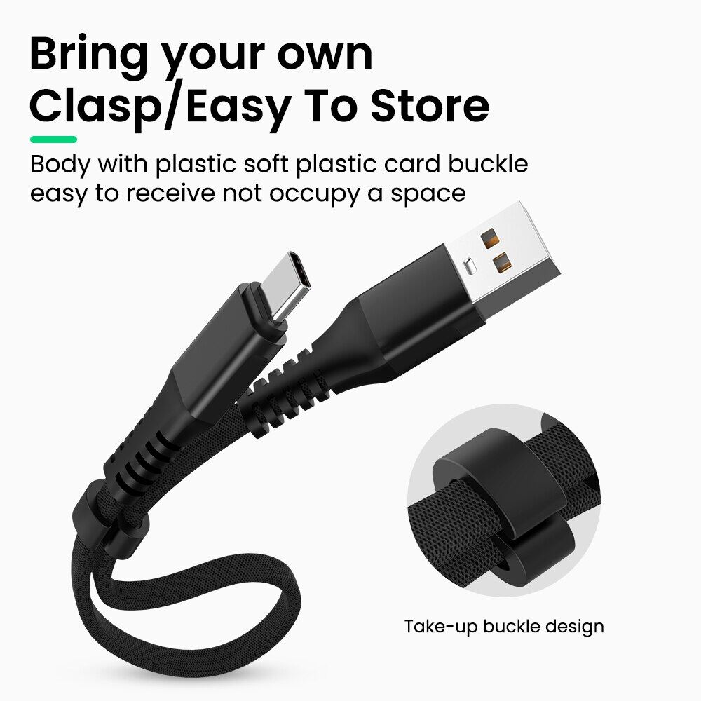 HOCE 30cm Foldable USB Data Cable For iPhone 14 13 12 11 Pro Max 14 Plus XR X XS Max 8 7 6 6s Plus 3A Micro USB Type C Charging Charger Phone Short Cord
