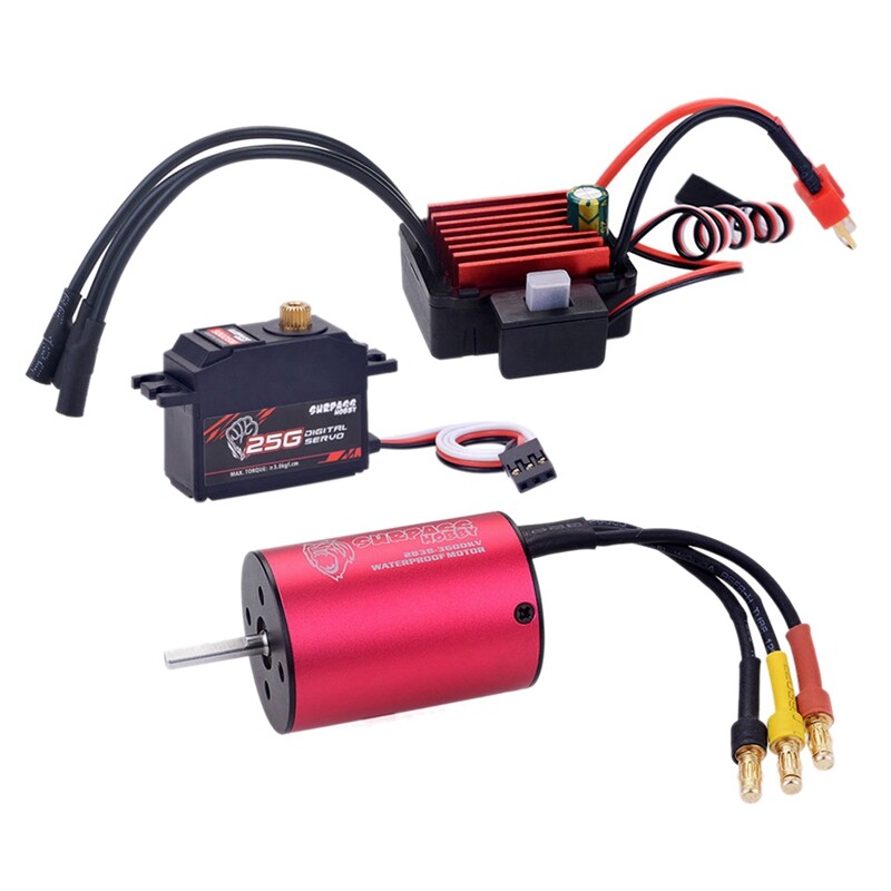 SURPASS HOBBY Waterproof 2838 3600KV Brushless Motor 35A ESC Servo S0025M Servo for HSP Tamiya Axial 1/16 1/14 RC Car