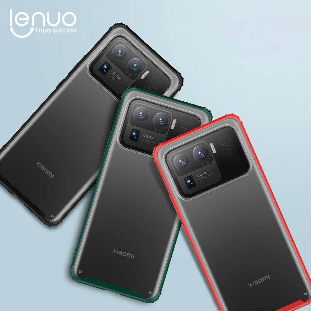 Lenuo for Xiaomi Mi 11 Ultra Case - 4-corner Shockproof Protection Flexible Silicon Bumper + PC Frosted Semi Transparent Back Cover