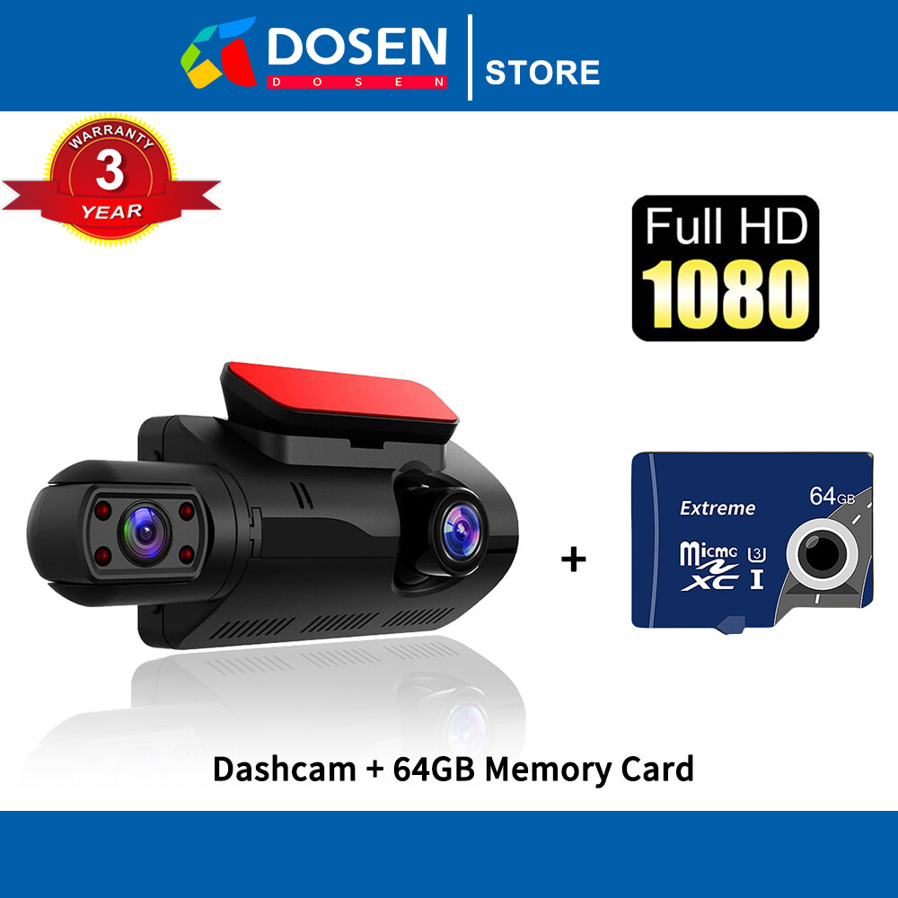 DOSEN 3-inch Wifi Dashcam for car 1080P HD dual recording and dual