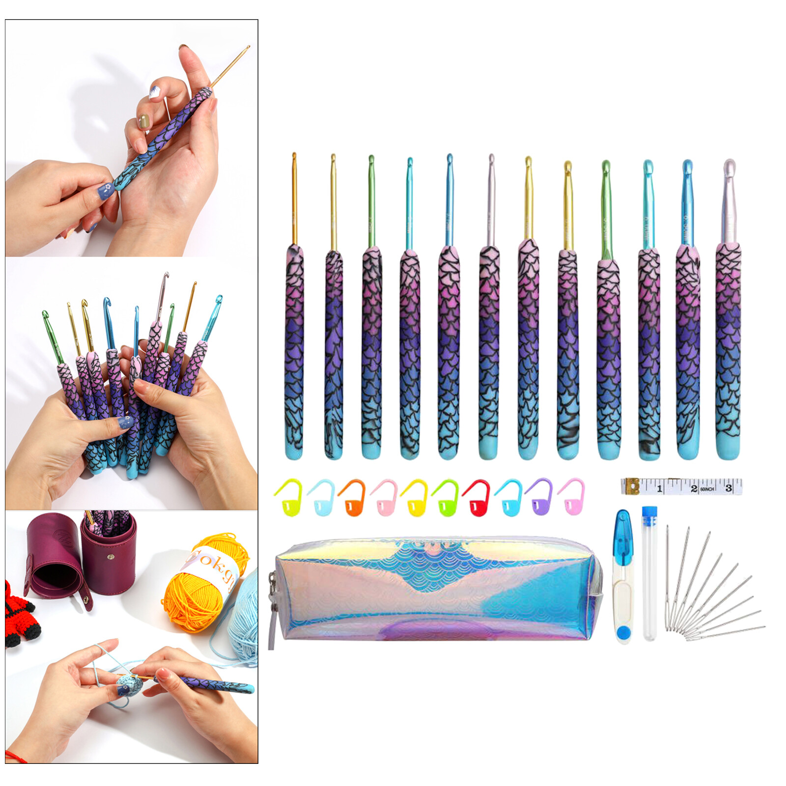 Blesiya Dụng Cụ May Bộ Móc Móc Kim Đan Sợi Bộ Dụng Cụ Kẹp Tiện Dụng