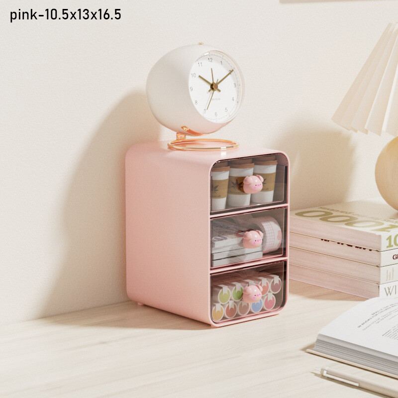 Cartoon cosmetic storage box Desktop dressing table Skin care products shelf organizer Desk drawer storage cabinet