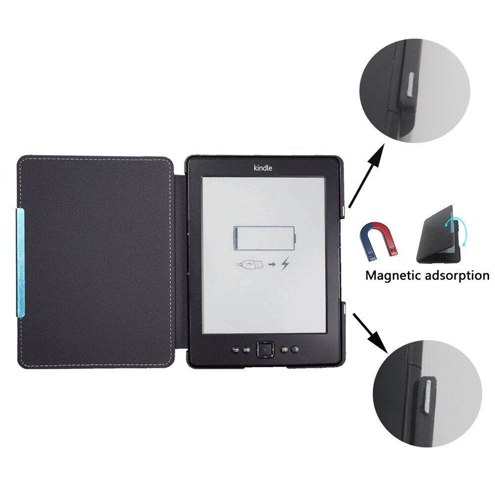 Pu Leather Magnetic Cover For Kindle 4 Kindle 5(Modle:D01100) Protective Ebook Ereader Case