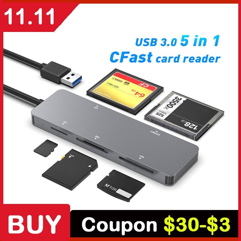 2 Card Reader USB 3.0 For Cfast/CF/XD/Secure Digital/TF Splitter Adapter Card Adapter For PC Laptop Access Cardreader Card Reader