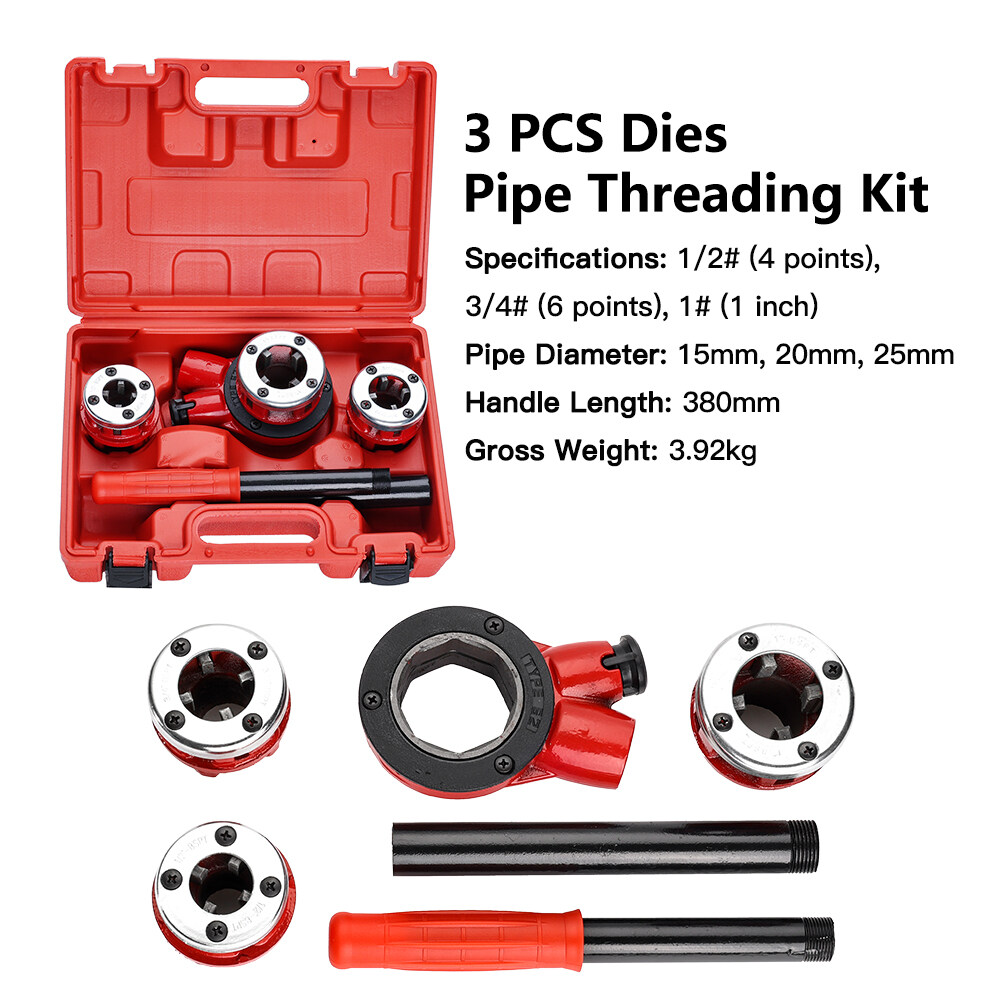 Vastar 3Pcs Dies Pipes Threader Kit 1/2 "3/4" 1 "11/4" Threader ช่าง