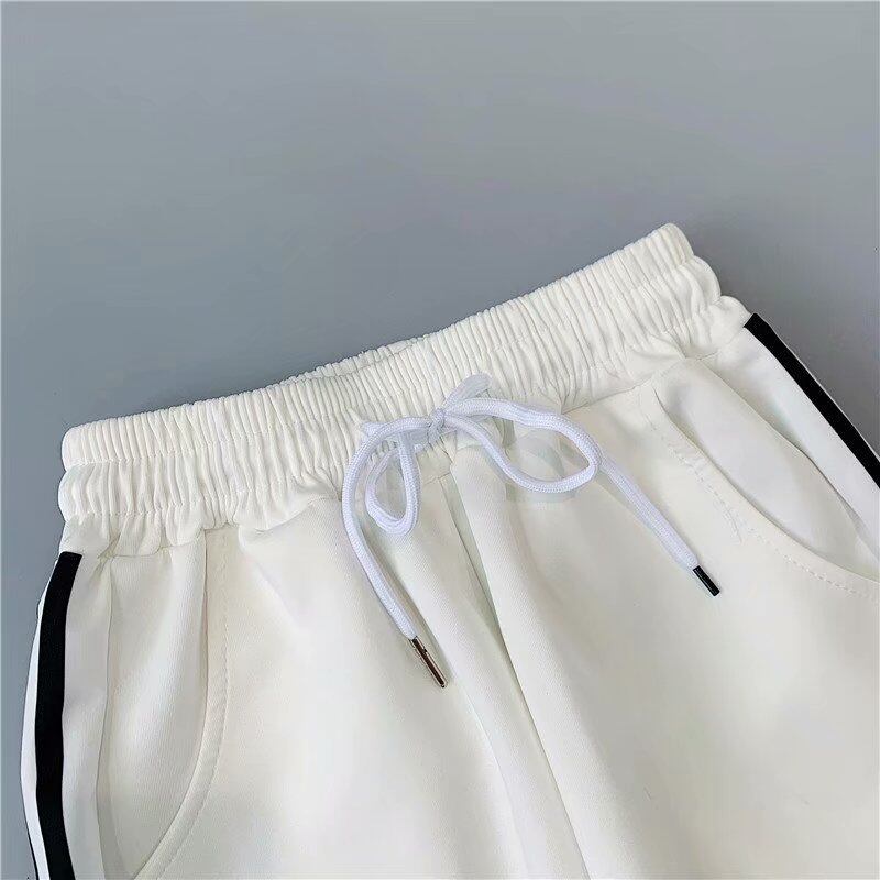 IELGY plus size casual pants black sports nine points