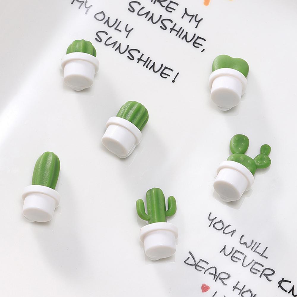 6PCS/Lot Refrigerator Magnet Cute Kitchen Message Board Home Decoration Magnetic Stickers Simulation Cactus Refrigerator Magnet Succulent Potted