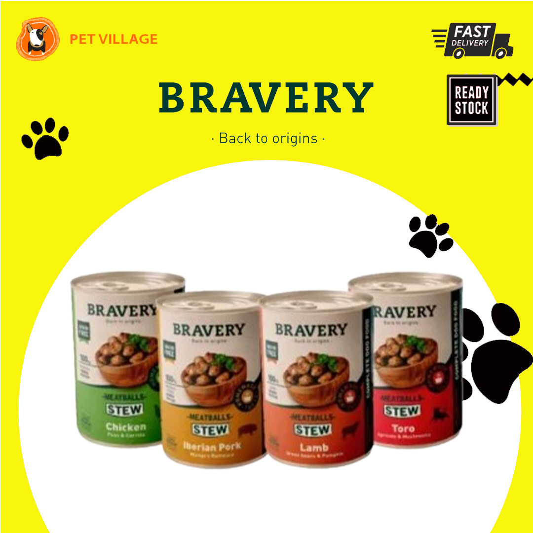 BRAVERY Meatballs Stew Real Meat Dog Canned Food 415G Lazada