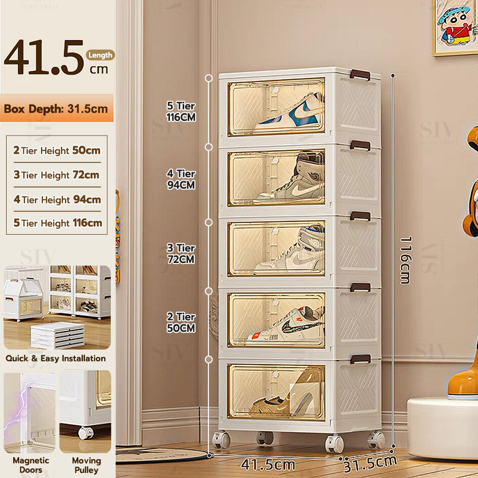 Siv 42 65cm wide 2 3 4 5 layers foldable multipurpose double storage