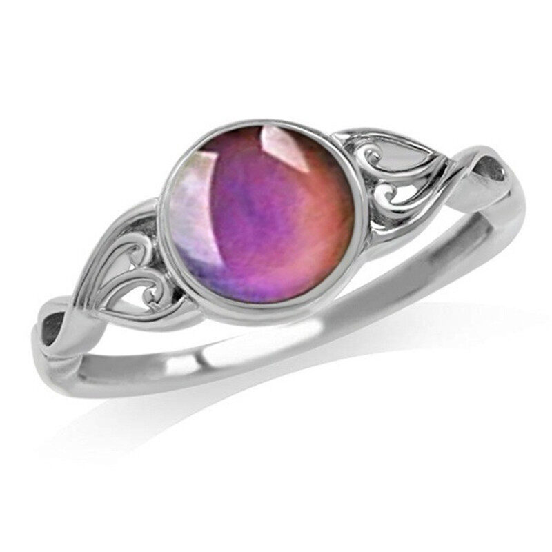 Vintage Retro Change Mood Ring Round Emotion Feeling Changeable Ring Temperature Control Color Rings For Men Women Female Mujer Anel