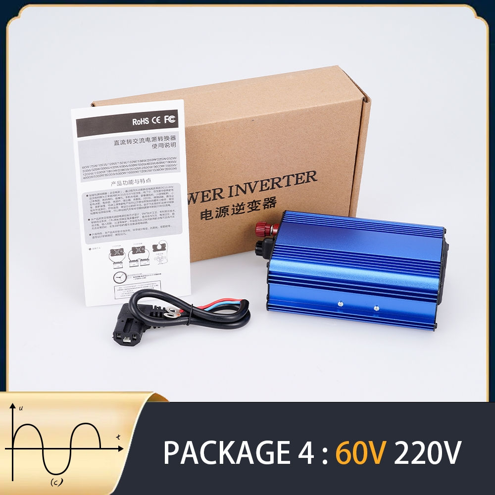 3000w car inverters dc 12/24/48v/60v to 220v solar power inverter voltage transformer corrected string wave universal converter(rated power : 500w)
