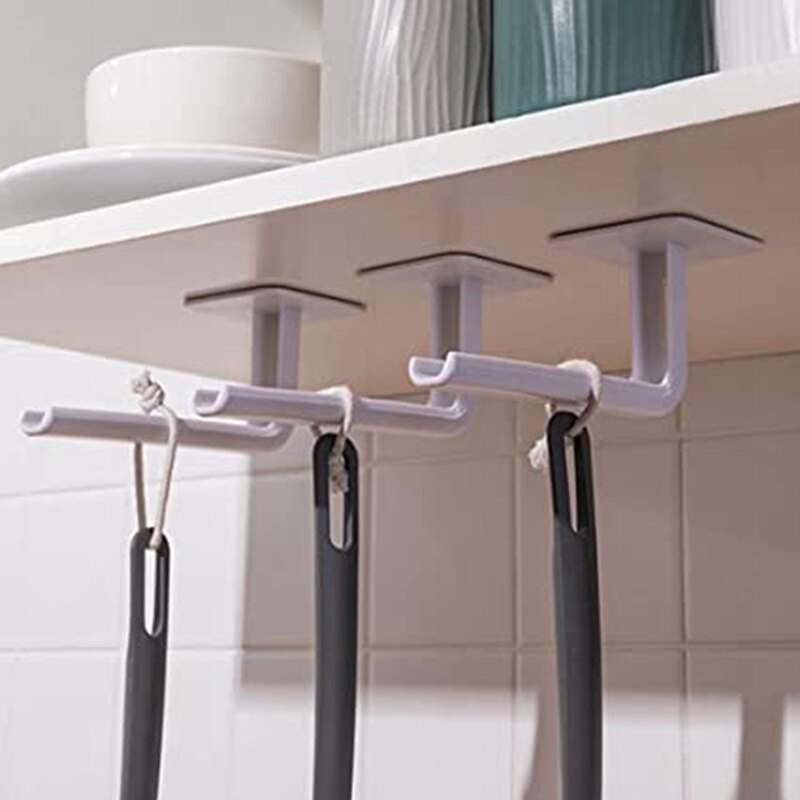 L-type Non-perforated Self-adhesive Hook Hanger Towel Roll Paper Cup Holder Multi-function Wall-mounted Kitchen Door Creative Hook