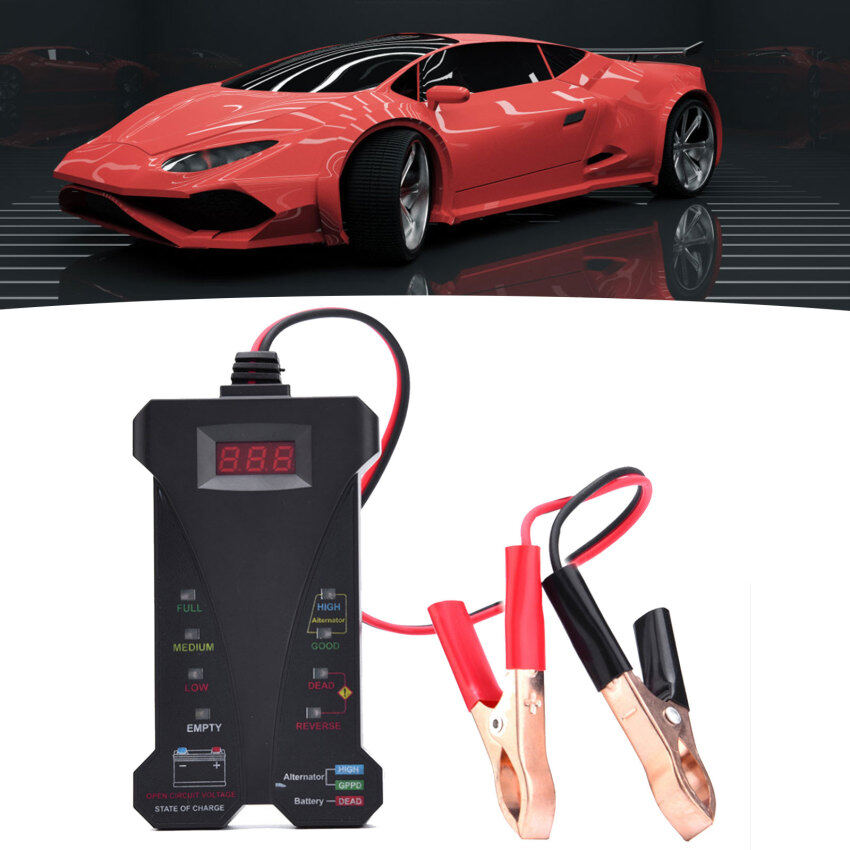 12V Digital Display Battery Alternator Tester Display Volt Check Car Motorcycle Tool Voltmeter and Charging Test System Analyzer Diagnostic Tool