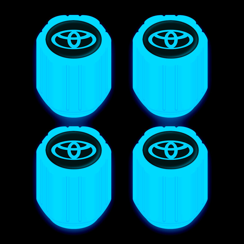 Universal 4Pcs Luminous Car Tire Valve Cap Luminous Stem Caps Cover Waterproof Rubber Tires Valve Covers for Bicycle Motorcycle Auto BMW Benz