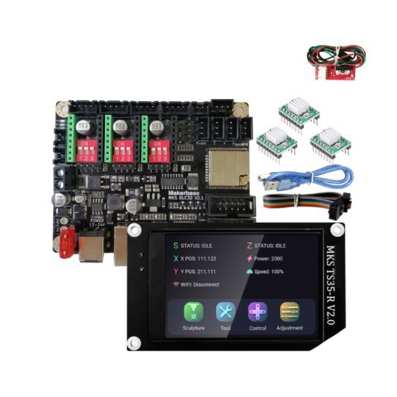 For makerbase mks dlc32 v2.1 cnc motherboard grbl 32bits offline controller ts35-r touchscreen lcd for 3d engraver
