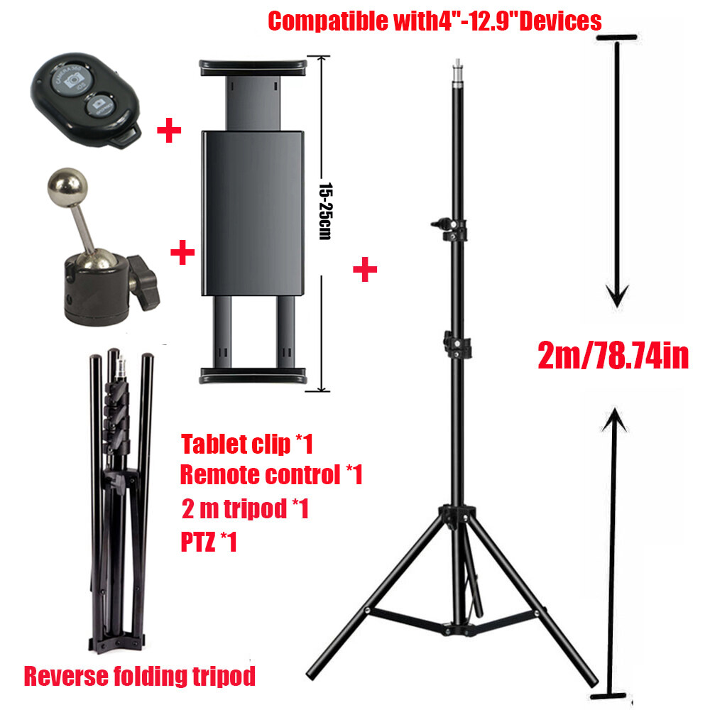 Ipad Tripod Stand, with Height Adjustable iPad Stand Holder & iPad Floor Stand with 360° Rotating iPad Tripod Mount for iPad Pro, phones , Kindle, and All 4-12.9 Inch Tablets