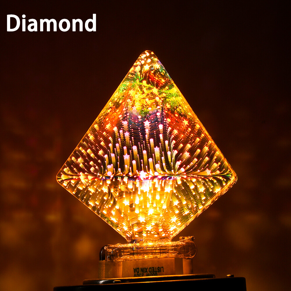 E27 LED Light Bulb 3D Fireworks Decorative Edison Party Lamp A60 ST64 G80 G95